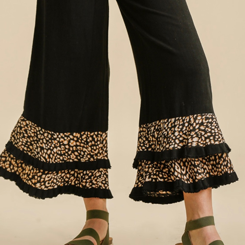 Brand new black cheetah ruffles